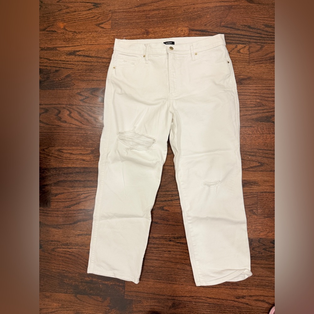 Express White Distressed Women’s High Rise Jeans